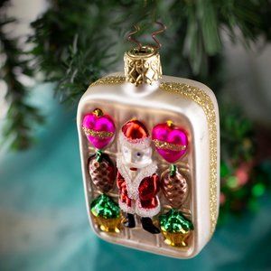 Santa Christmas Ornaments box, Vintage Old World Christmas Glass Ornament